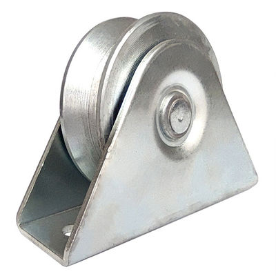 Braketli Çift Rulmanlı 4 inç 100mm v oluk sürgülü kapı tekerleği Galvanizli Çelik