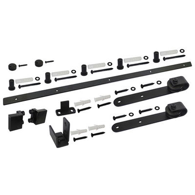 Mini Bent Plakalı Ahır Kapısı Rulo Sürgülü Dolap Kapı Takımı Siyah