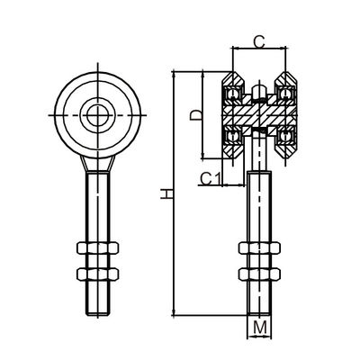 0.98&quot; 25mm Sürgülü Kapı Askı Makarası, Rulmanlı İki Tekerlekli