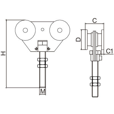 4 Tekerlekli Askılı Kapı Ruloları Arabası 47mm Rulo
