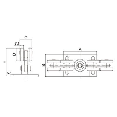 68mm Gümüş Galvanizli Konsol Çit Kapısı Kiti 9 Tekerlek Arabası Sabitleme Plakası