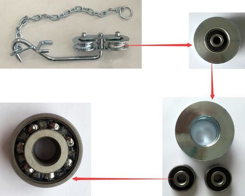 Zincir Ağır Hizmet Bilyalı Rulman D64mm ile Beyaz Çinko Muz Teleferik Makaraları Sistemi