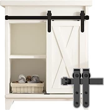 Çift Kapılı Dolap Mini Barn Kapı Donanım Kiti 8ft 10ft Siyah